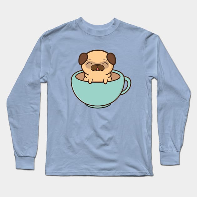 Cute and Kawaii Adorable Pug Long Sleeve T-Shirt by happinessinatee